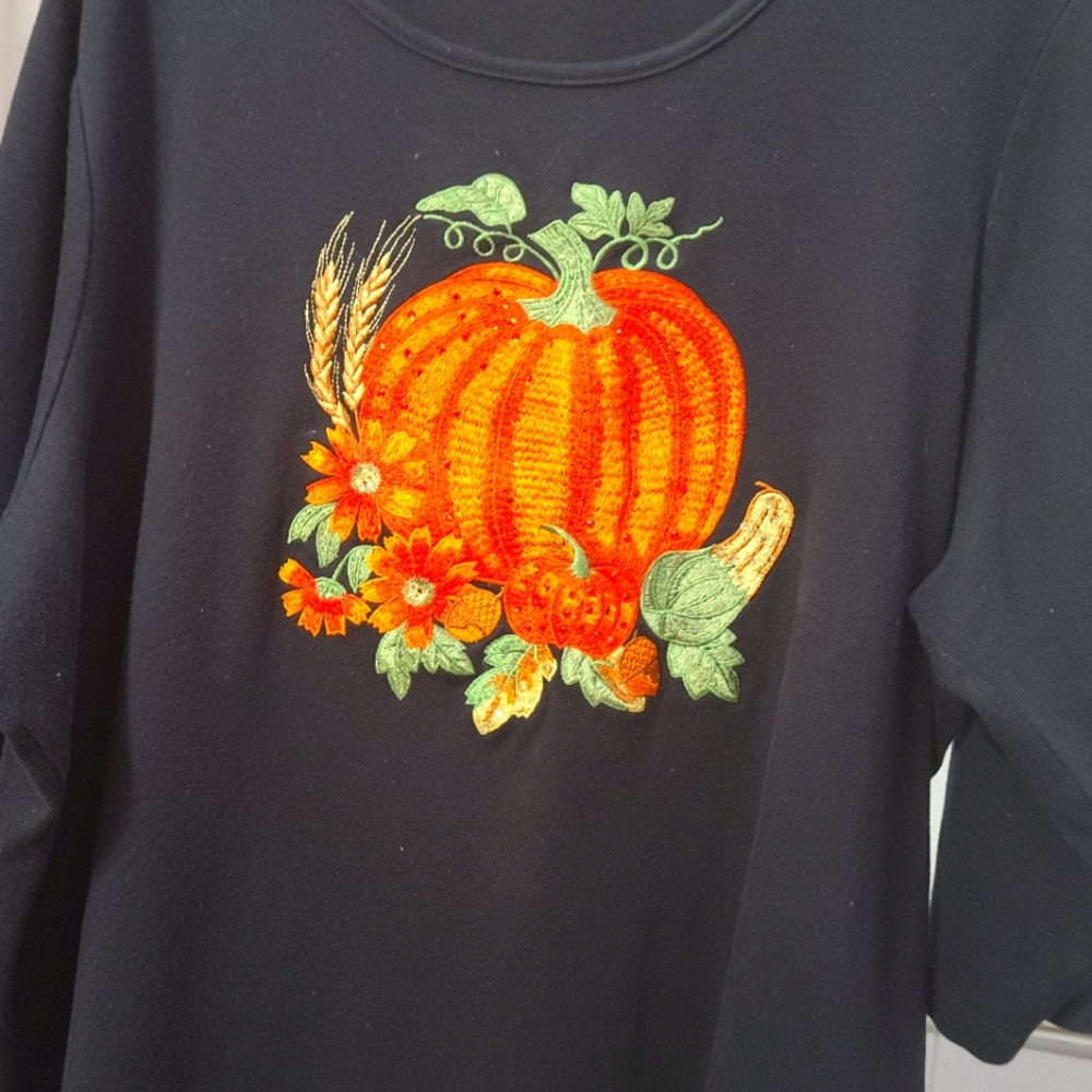 Quacker Factory Autumn/Thanksgiving Top With Cryst